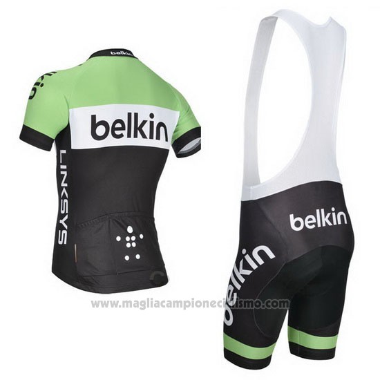 2014 Abbigliamento Ciclismo Belkin Verde e Nero Manica Corta e Salopette